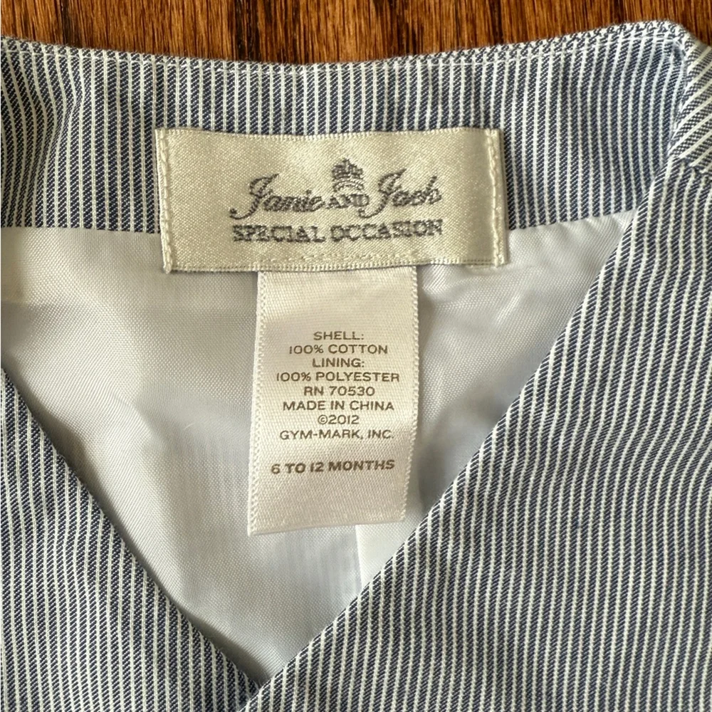 Janie & Jack Blue Striped Oxford Vest & Pants - Special Occasions - Size 6-12 mo